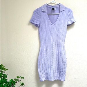 H&M Divided Light Purple Knit Bodycon  Dress, Size Small, Cotton Spandex Stripes